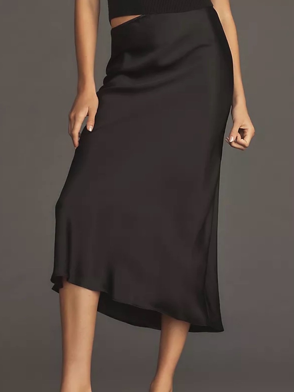 Reitmans Satin Black Midi Skirt NWT
